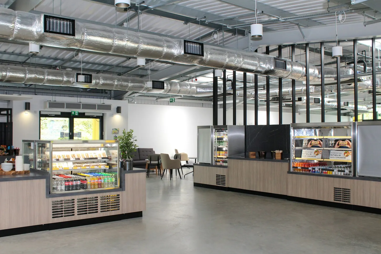 Modern break area with grab-and-go cases
